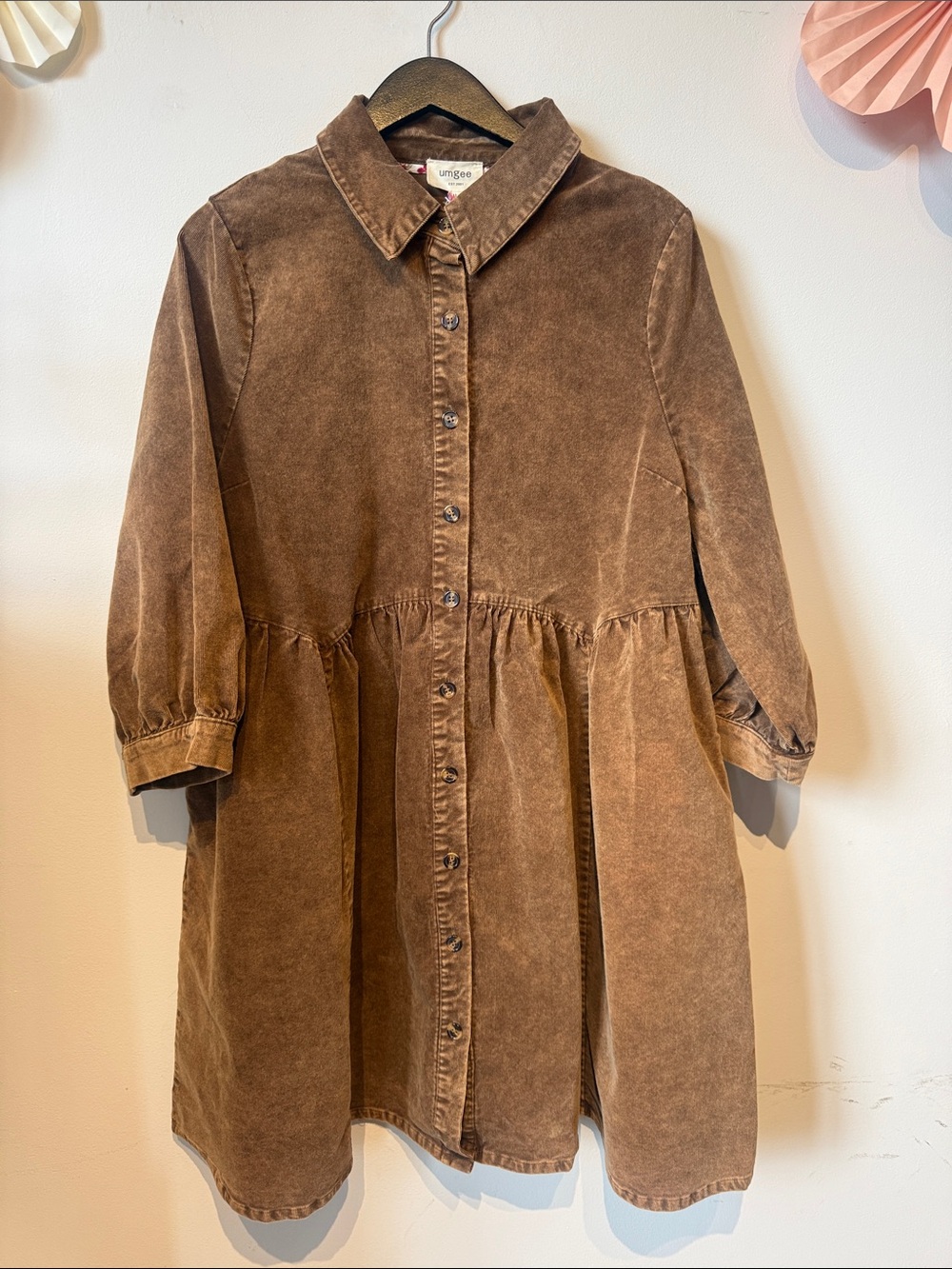 NWT UMGEE CORDUROY SHIRT DRESS SIZE LARGE